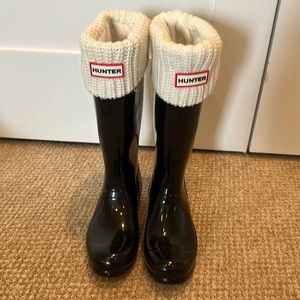 Hunter boot sock cream fleece size L